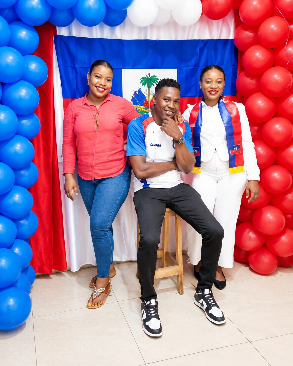 Tres miembros del equipo de Buzz INCC posando durante la celebración del 18 de mayo